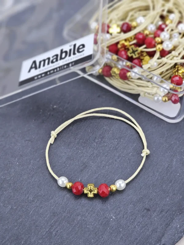 Μαρτυρικό Βάπτισης Βραχιόλι Amabile B11 Μπορντώ 50 τμχ