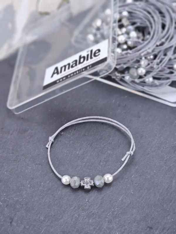 Μαρτυρικό Βάπτισης Βραχιόλι Amabile B13 Γκρι 50 τμχ