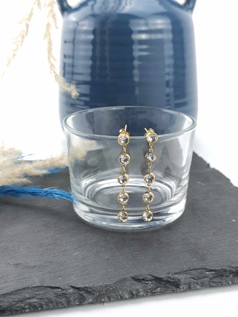 Γυναικεία Σκουλαρίκια Circle Strass in Gold