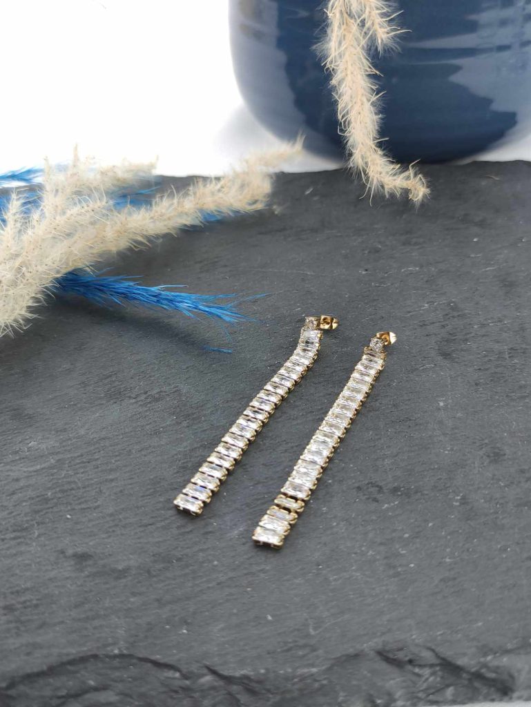 Γυναικεία Σκουλαρίκια Zircon Chain in Gold