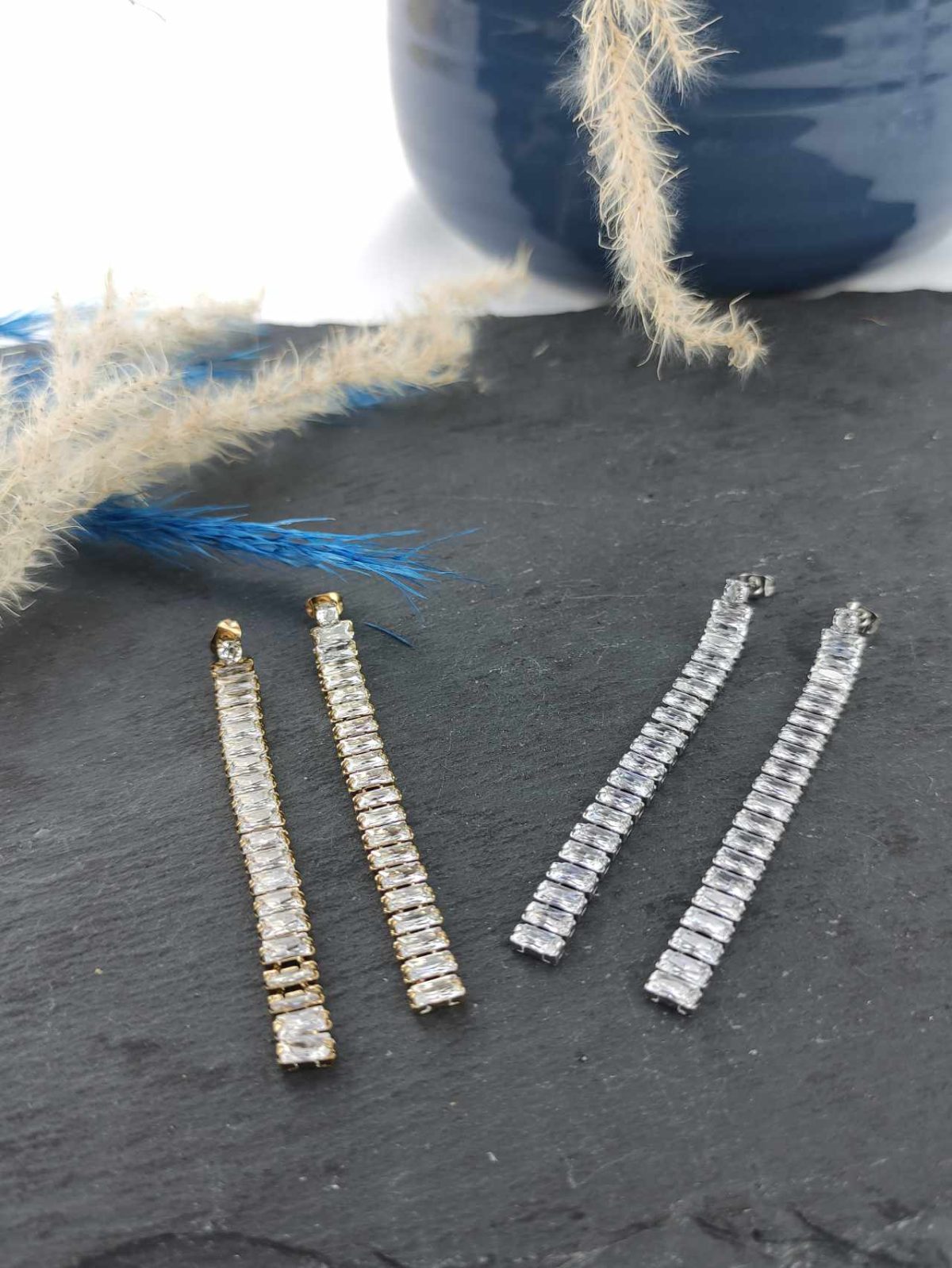 Γυναικεία Σκουλαρίκια Zircon Chain in Gold - Image 2