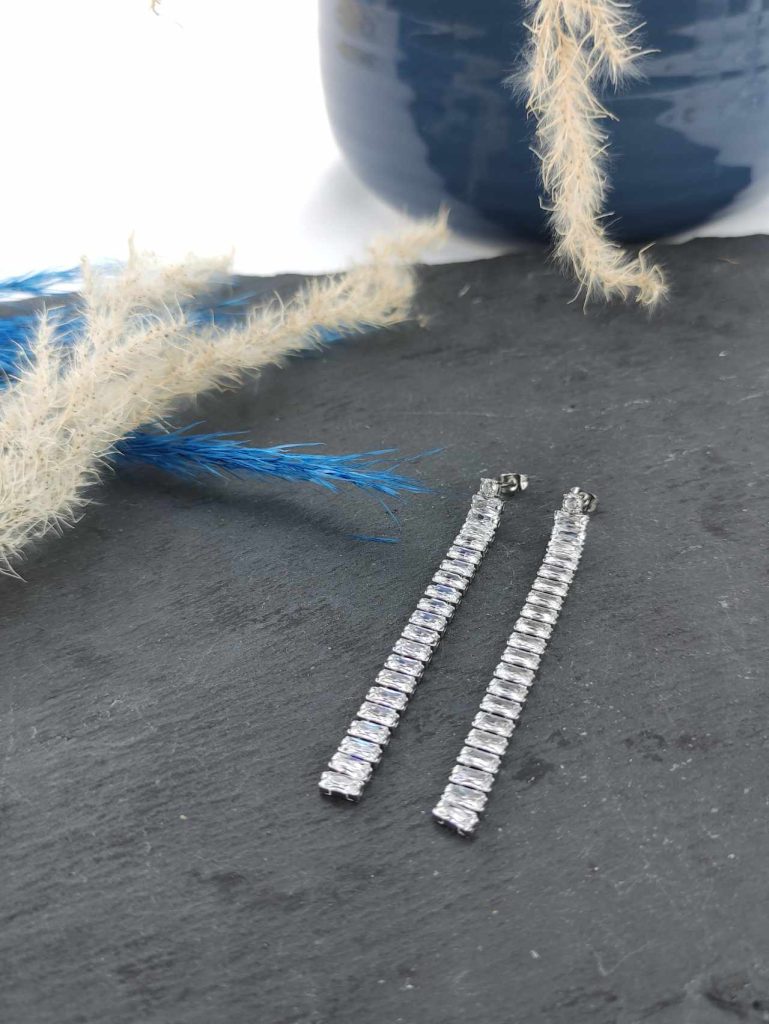 Γυναικεία Σκουλαρίκια Zircon Chain in Silver