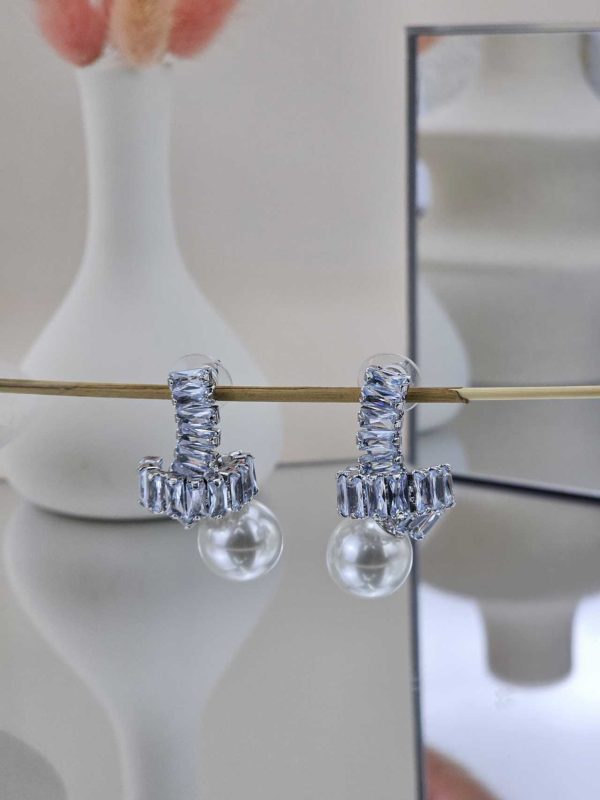 Γυναικεία Σκουλαρίκια Strassed Combo in Silver
