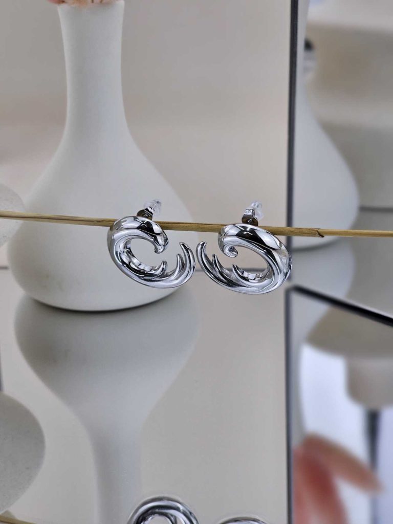 Γυναικεία Σκουλαρίκια Waves in Silver