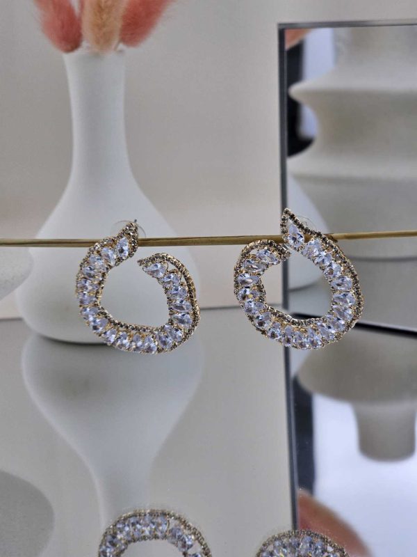 Γυναικεία Σκουλαρίκια Gold Strass