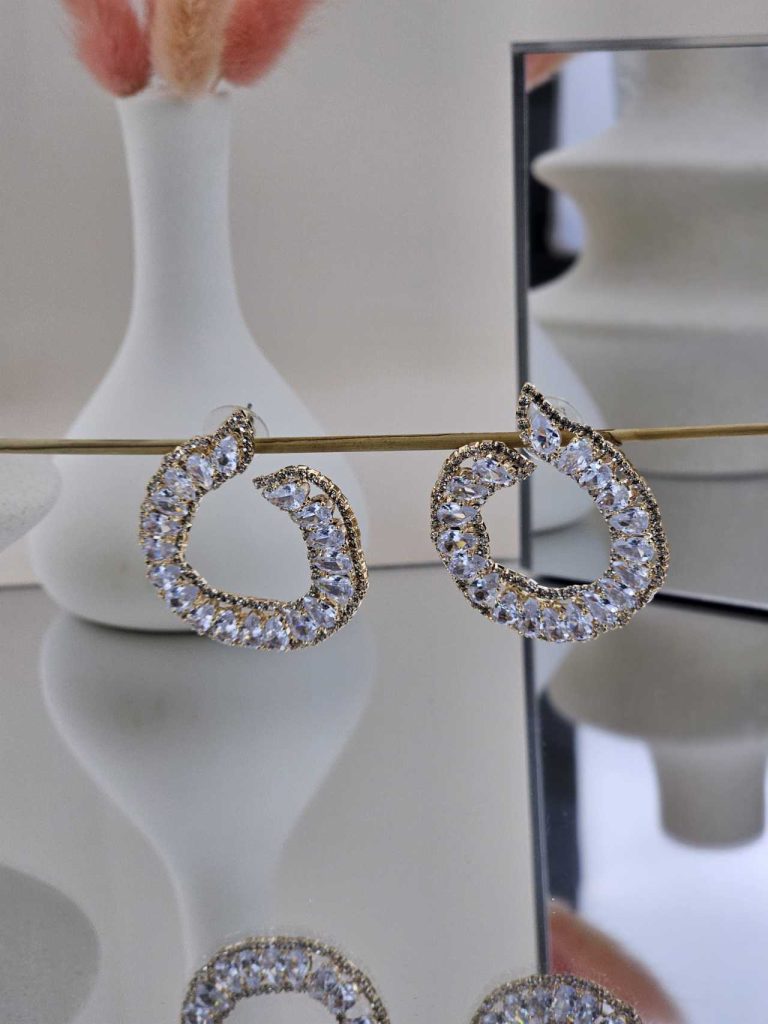 Γυναικεία Σκουλαρίκια Gold Strass