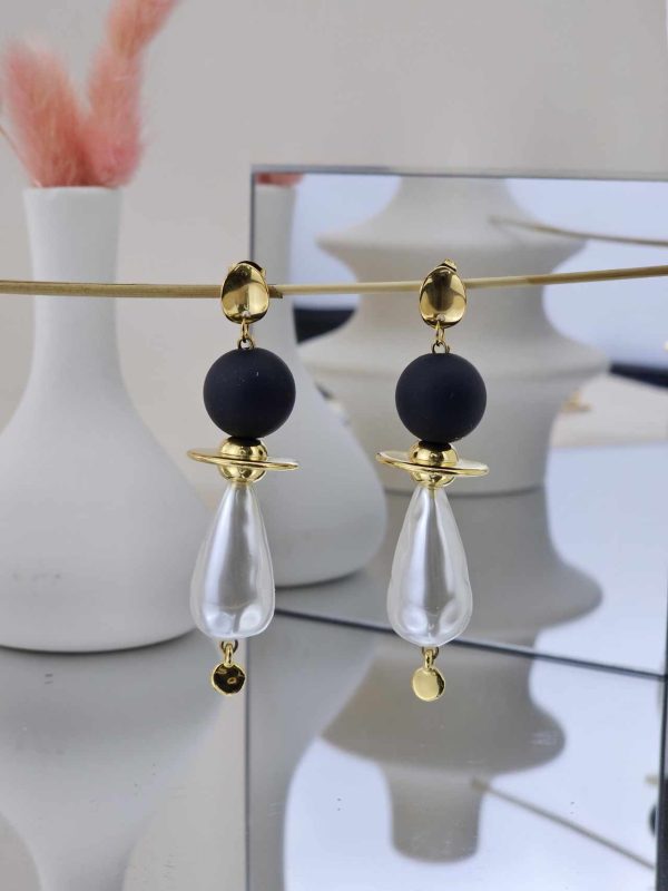 Γυναικεία Σκουλαρίκια Black and Pearls