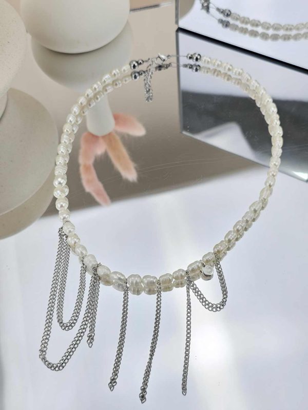 Γυναικείο Κολιέ Pearls with Silver Details