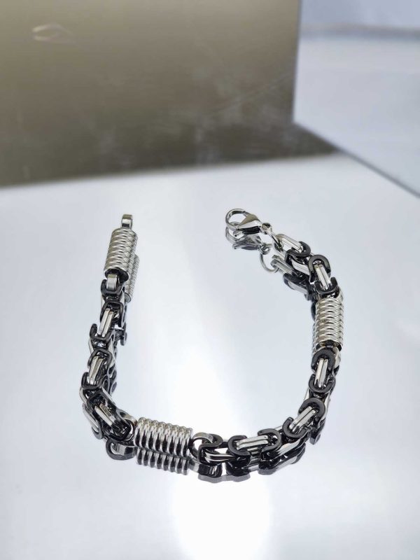 Ανδρικό Βραχιόλι Black and Silver Chain
