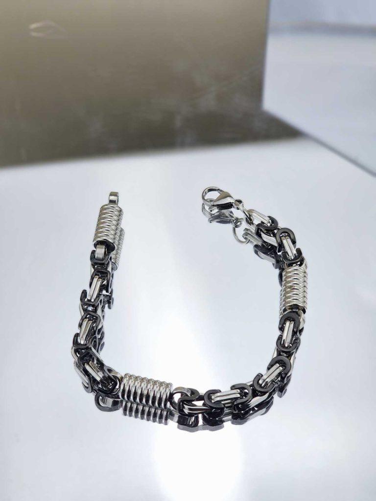 Ανδρικό Βραχιόλι Black and Silver Chain