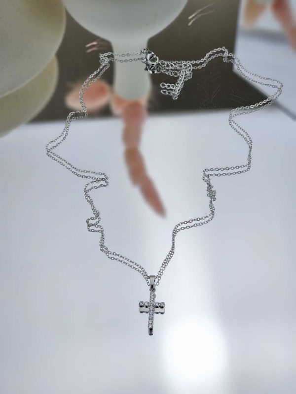 Γυναικείο Κοντό Κολιέ Cute Cross in Silver