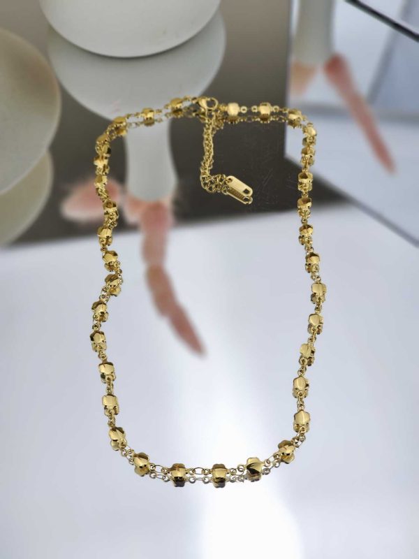 Γυναικείο Κοντό Κολιέ Flowers Chain in Gold
