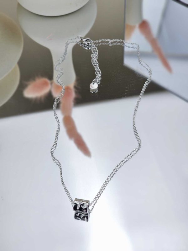 Γυναικείο Κοντό Κολιέ Silver Tube