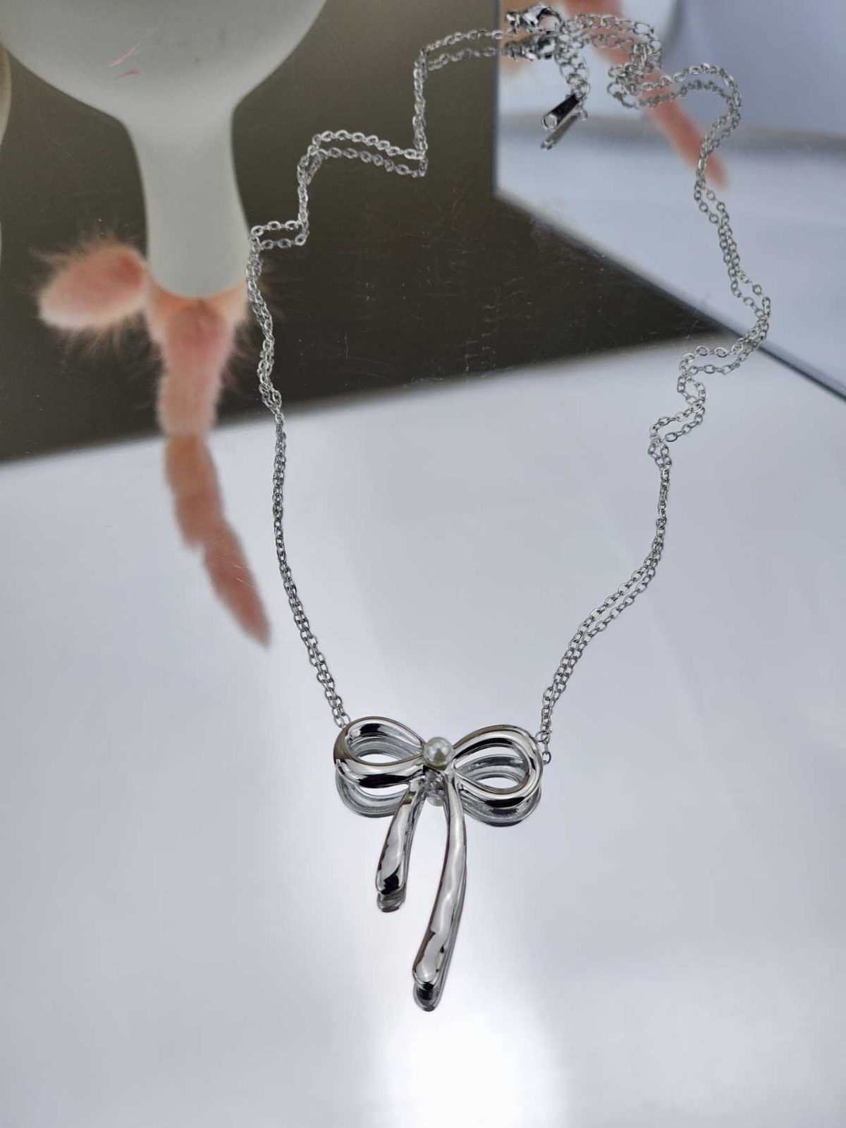 Γυναικείο Κοντό Κολιέ Silver Bow