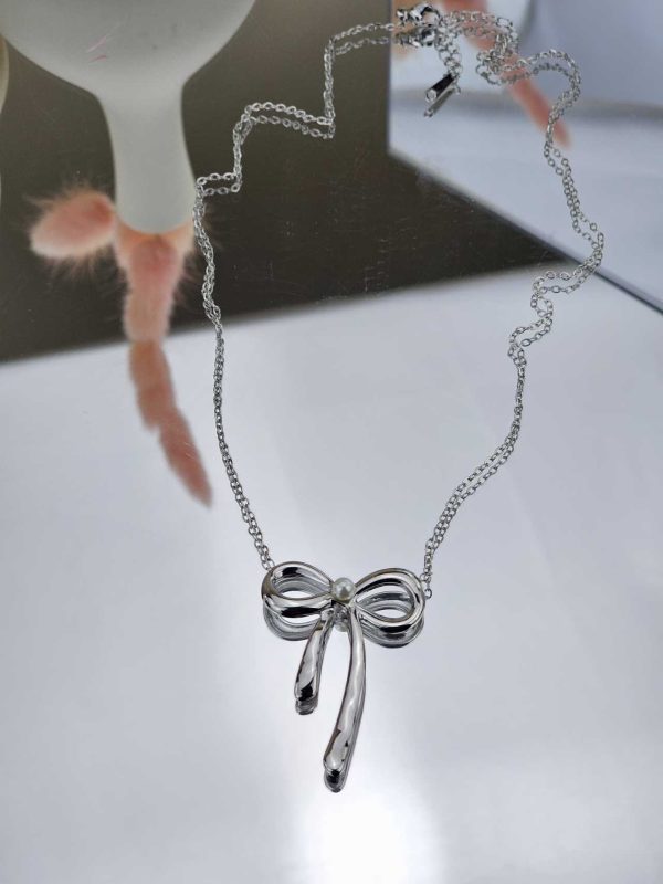 Γυναικείο Κοντό Κολιέ Silver Bow