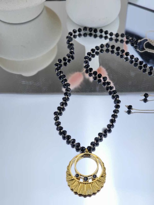 Γυναικείο Μακρύ Κολιέ Black Rosary