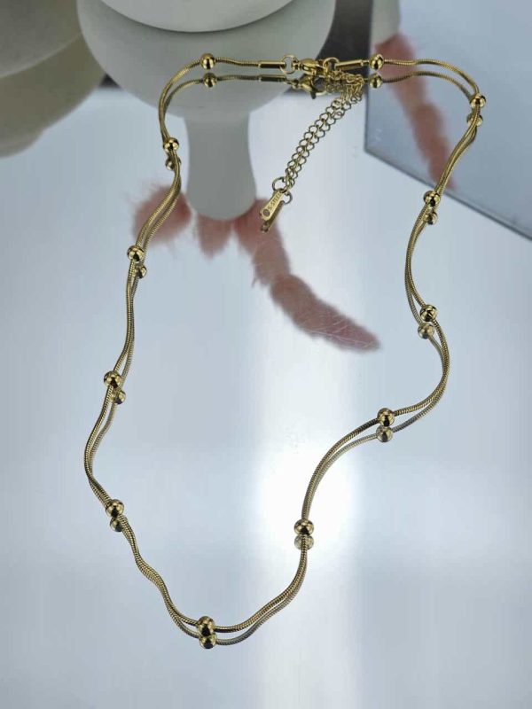 Γυναικείο Κοντό Κολιέ Beaded Chain in Gold
