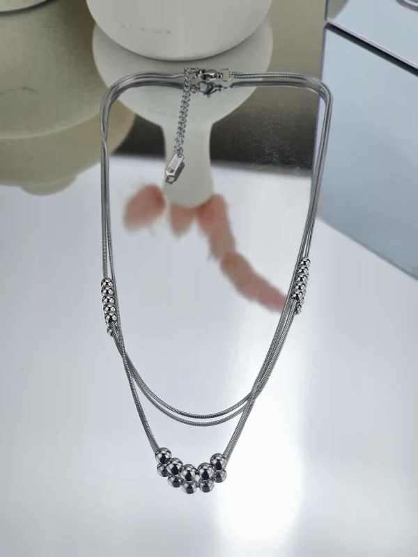 Γυναικείο Κοντό Κολιέ Double Chain in Silver