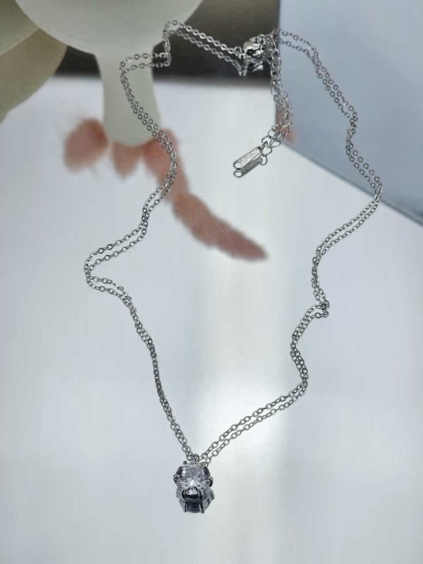 Γυναικείο Κοντό Κολιέ Strass in Silver