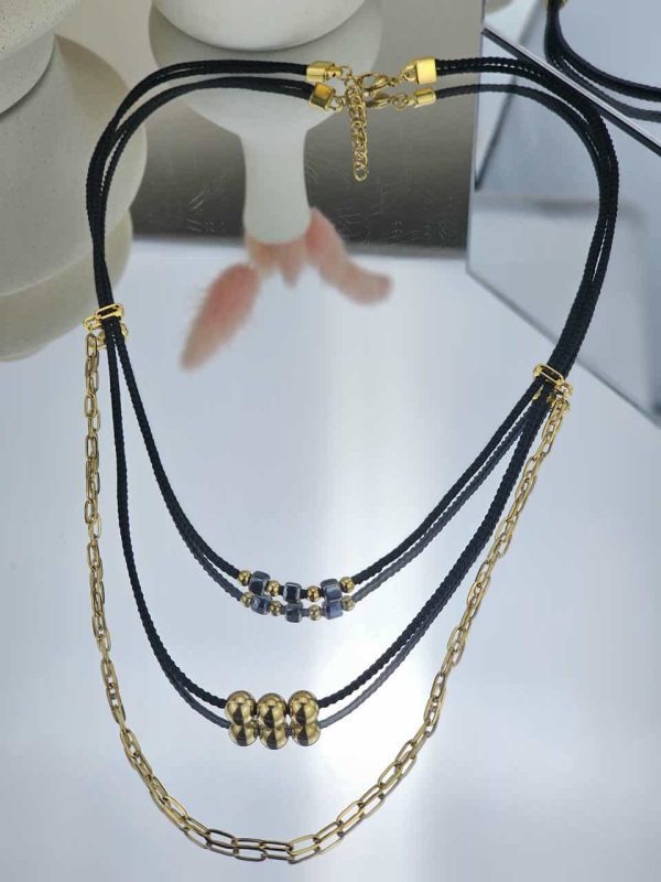 Γυναικείο Κοντό Κολιέ Black and Gold