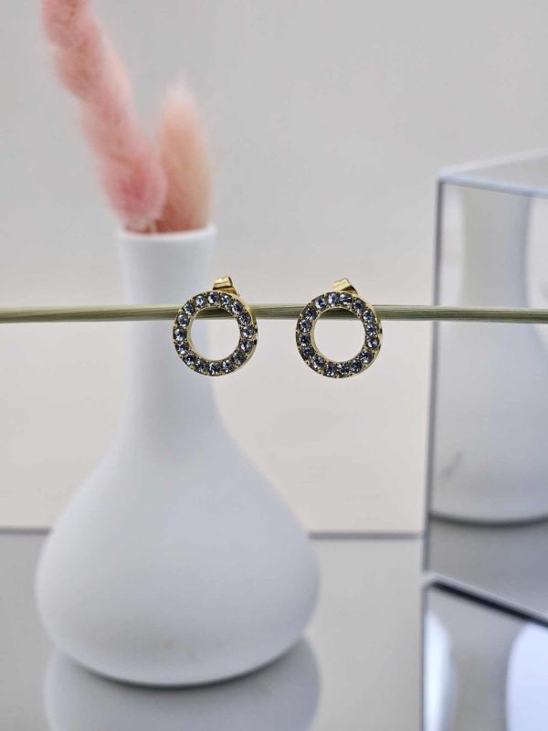 Γυναικεία Σκουλαρίκια Strassed Circles in Gold