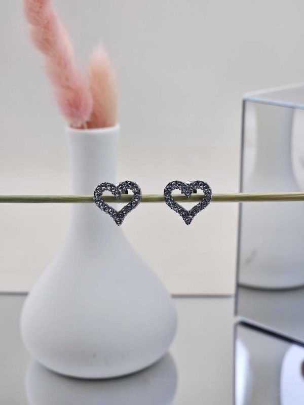 Γυναικεία Σκουλαρίκια Strassed Heart in Silver