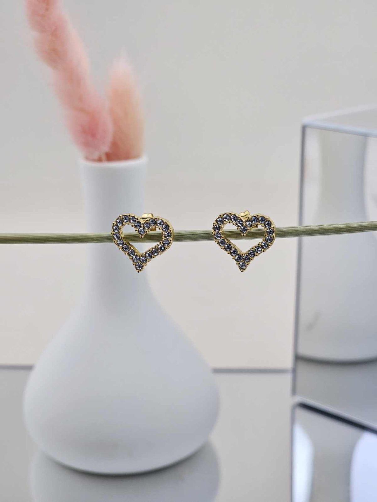 Γυναικεία Σκουλαρίκια Strassed Heart in Gold