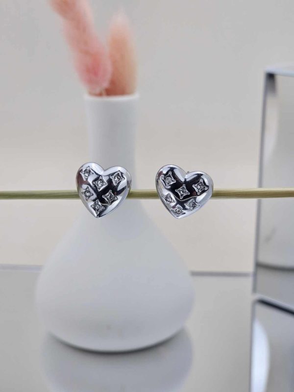 Γυναικεία Σκουλαρίκια Cute Heart in Silver