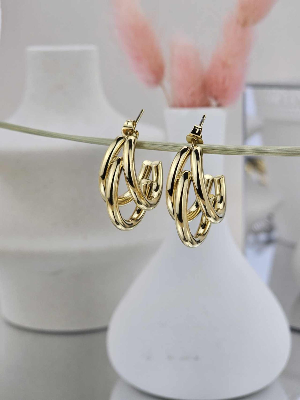 Γυναικεία Σκουλαρίκια Triple Hoops in Gold