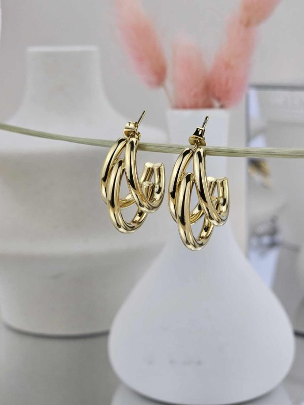 Γυναικεία Σκουλαρίκια Triple Hoops in Gold