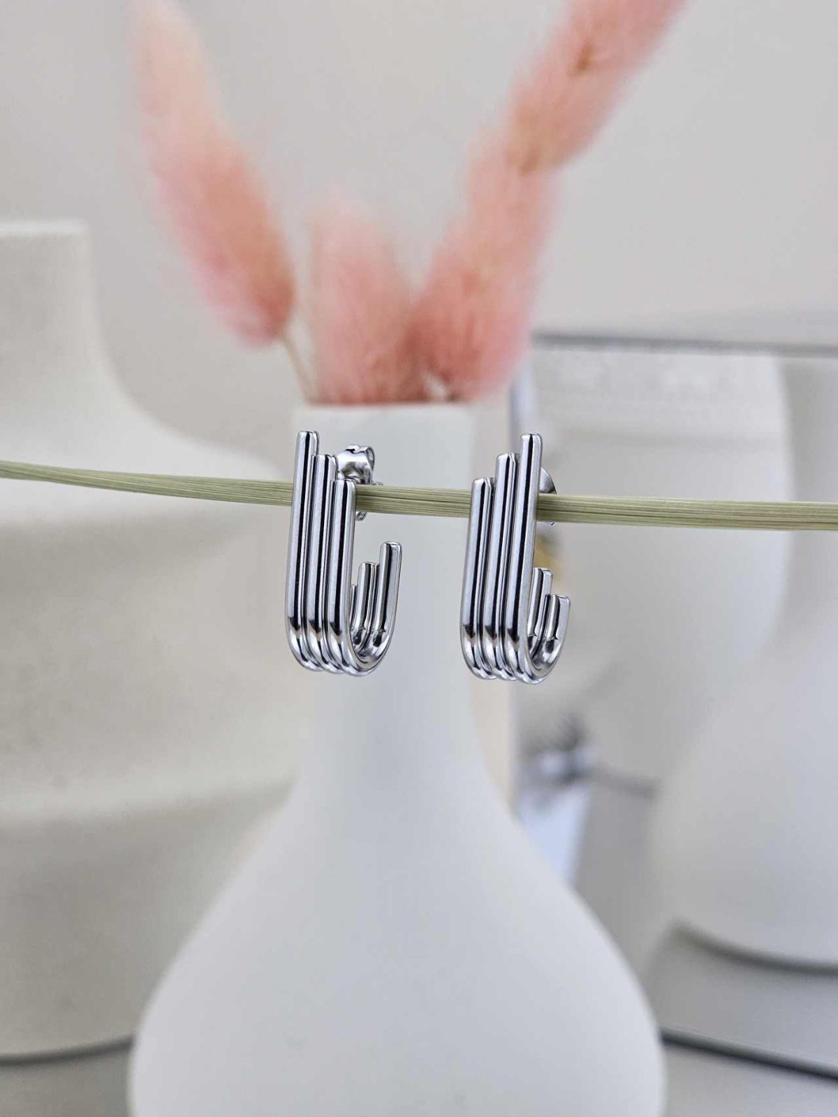 Γυναικεία Σκουλαρίκια Silver Cute Stripes