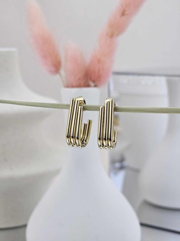 Γυναικεία Σκουλαρίκια Gold Cute Stripes