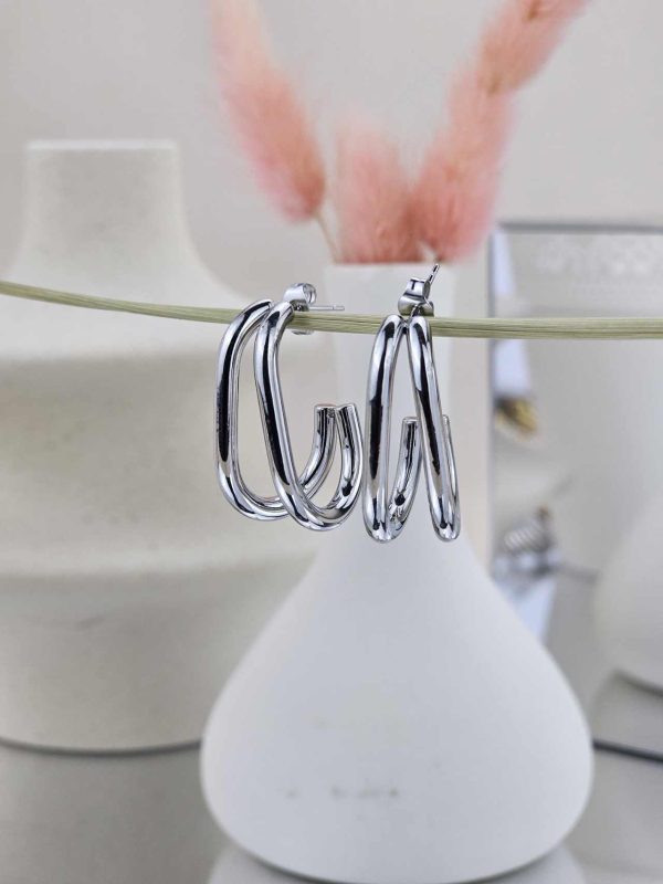 Γυναικεία Σκουλαρίκια Double Ovals in Silver