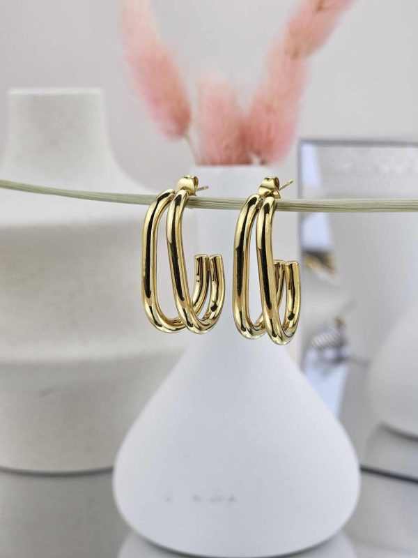 Γυναικεία Σκουλαρίκια Double Ovals in Gold