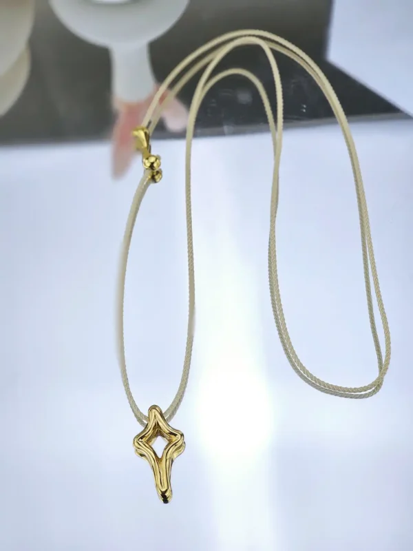 Γυναικείο Μακρύ Κολιέ Gold Cross - Beige