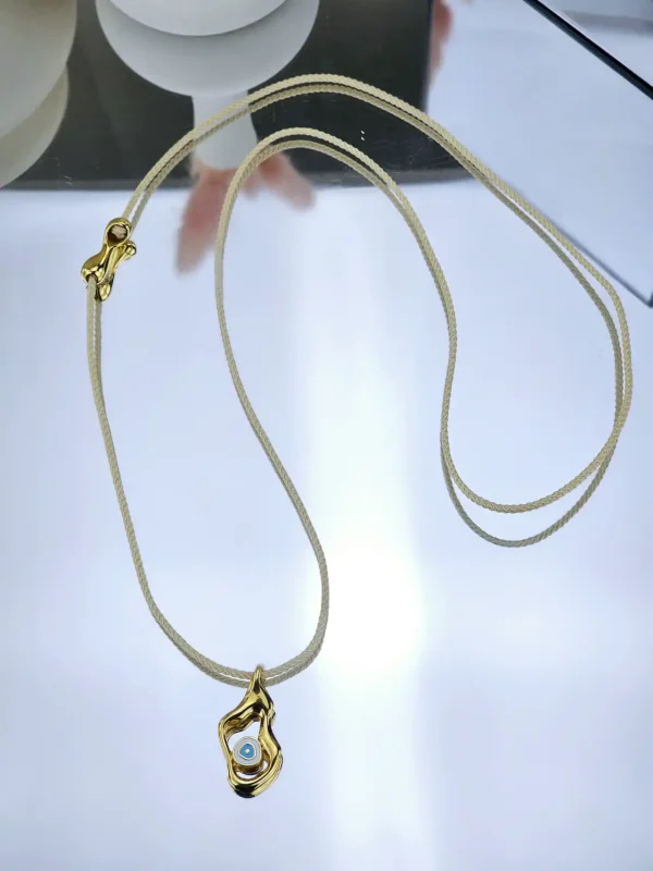 Γυναικείο Μακρύ Κολιέ Gold Eye - Beige