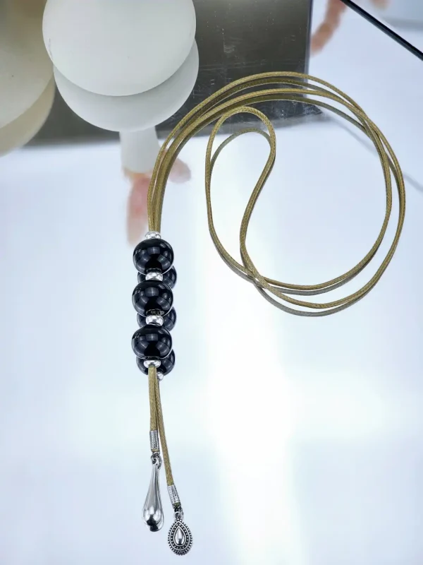 Γυναικείο Μακρύ Κολιέ Ceramics in Black