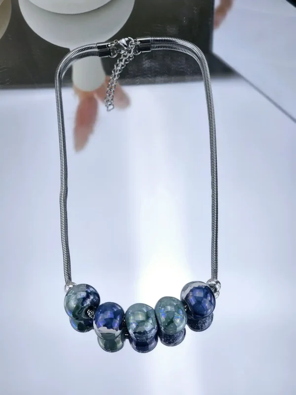 Γυναικείο Κοντό Κολιέ Beaded in Blue