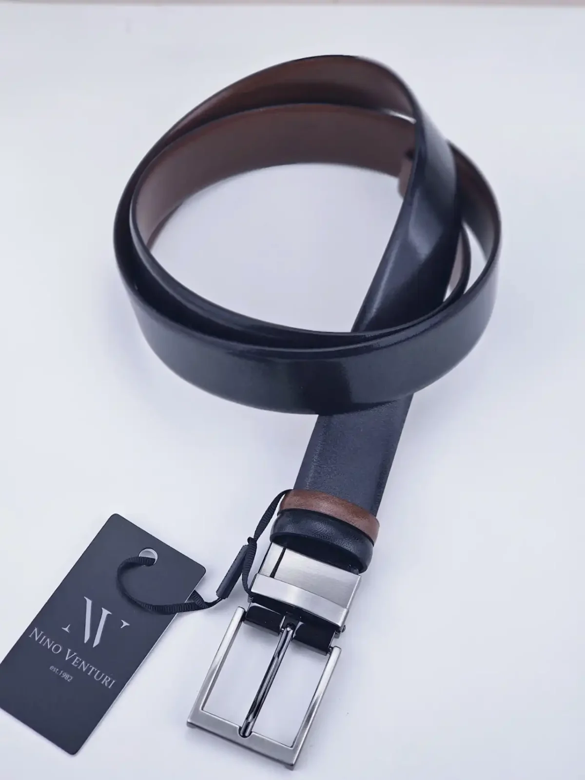Ανδρική Δερμάτινη Ζώνη F1357 Black-Brown - Image 1