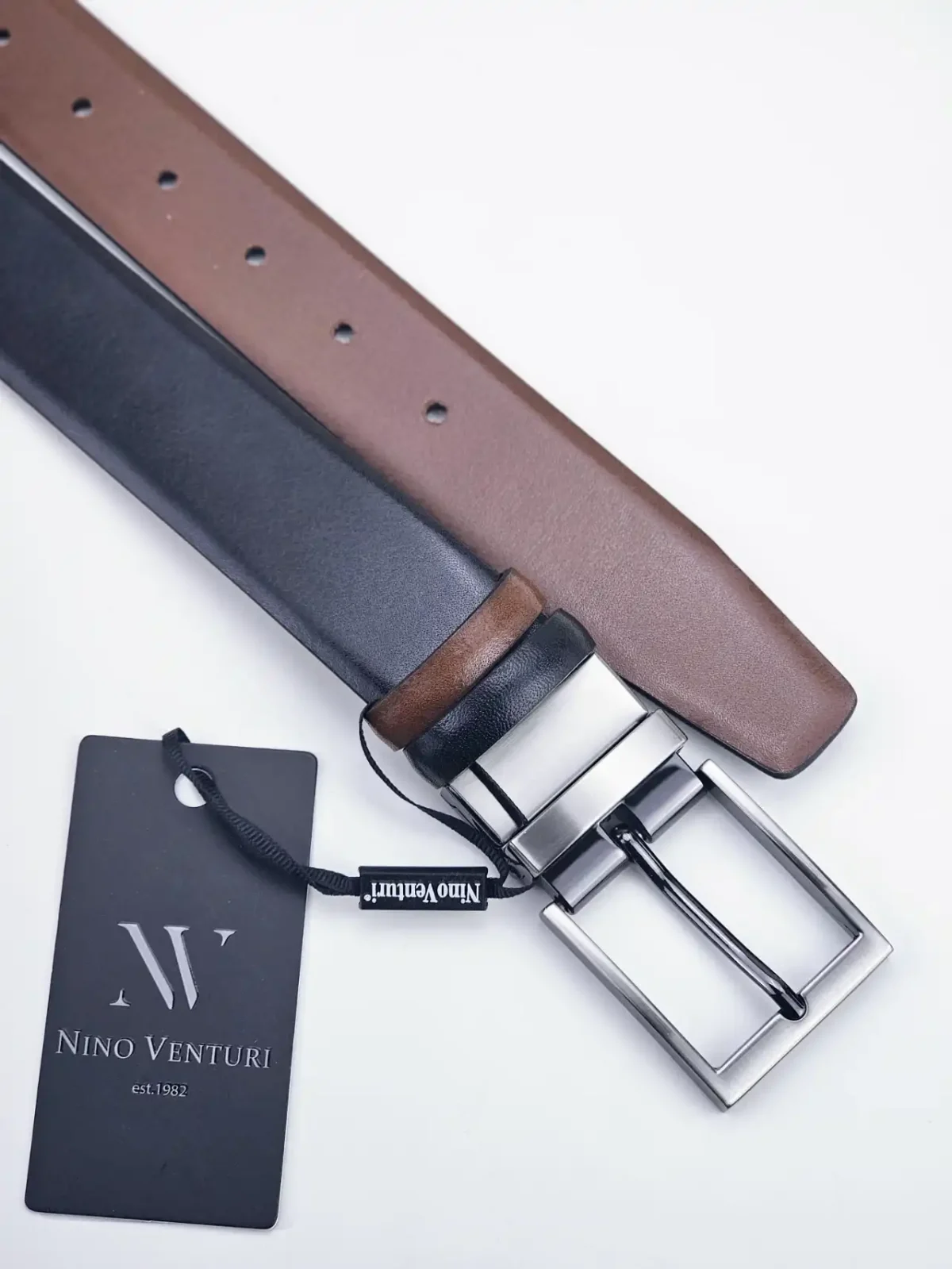 Ανδρική Δερμάτινη Ζώνη F1357 Black-Brown - Image 2