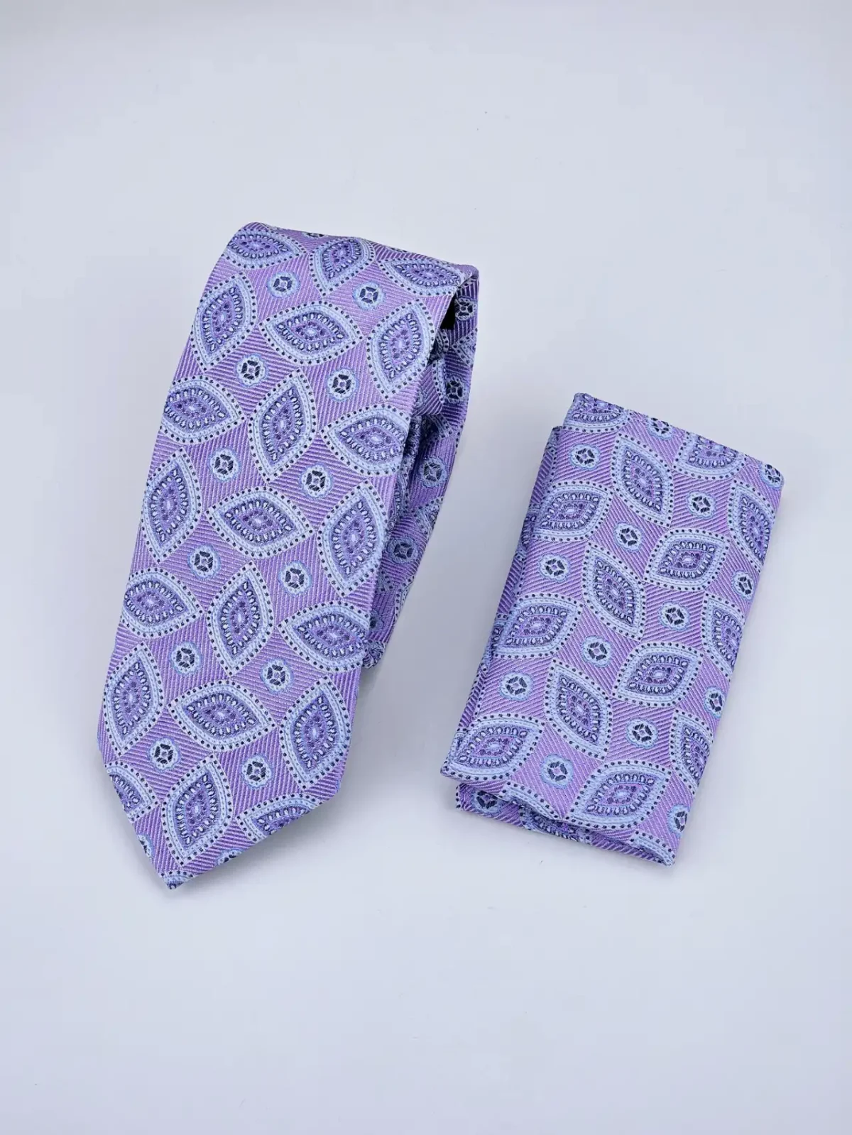 Σετ Γραβάτα με Ποσέτ Μαντήλι Τσέπης Ovals in Purple