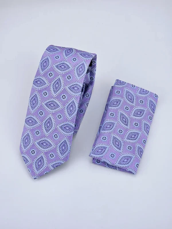 Σετ Γραβάτα με Ποσέτ Μαντήλι Τσέπης Ovals in Purple