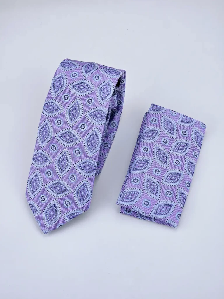 Σετ Γραβάτα με Ποσέτ Μαντήλι Τσέπης Ovals in Purple
