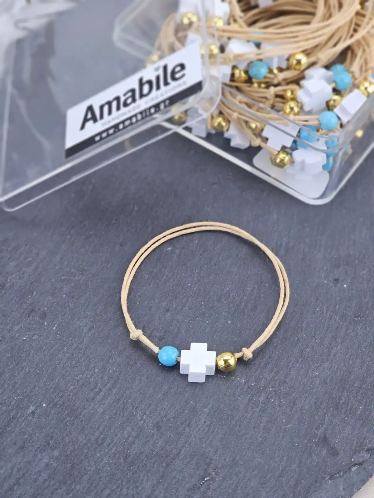 Μαρτυρικά Βάπτισης Βραχιόλι Amabile B04 Τυρκουάζ 50 Tεμάχια