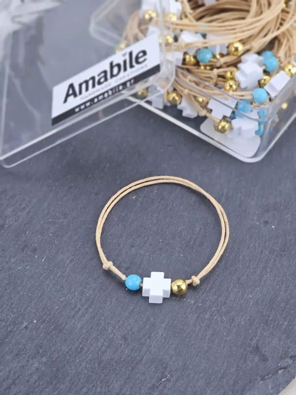 Μαρτυρικά Βάπτισης Βραχιόλι Amabile B04 Τυρκουάζ 50 Tεμάχια