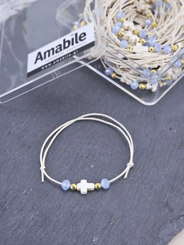Μαρτυρικά Βάπτισης Βραχιόλι Amabile B06 Γαλάζιο 50 Tεμάχια