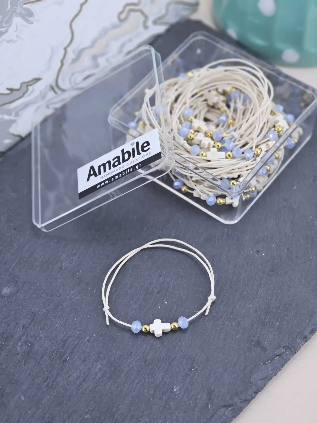 Μαρτυρικά Βάπτισης Βραχιόλι Amabile B06 Γαλάζιο 50 Tεμάχια - Image 2