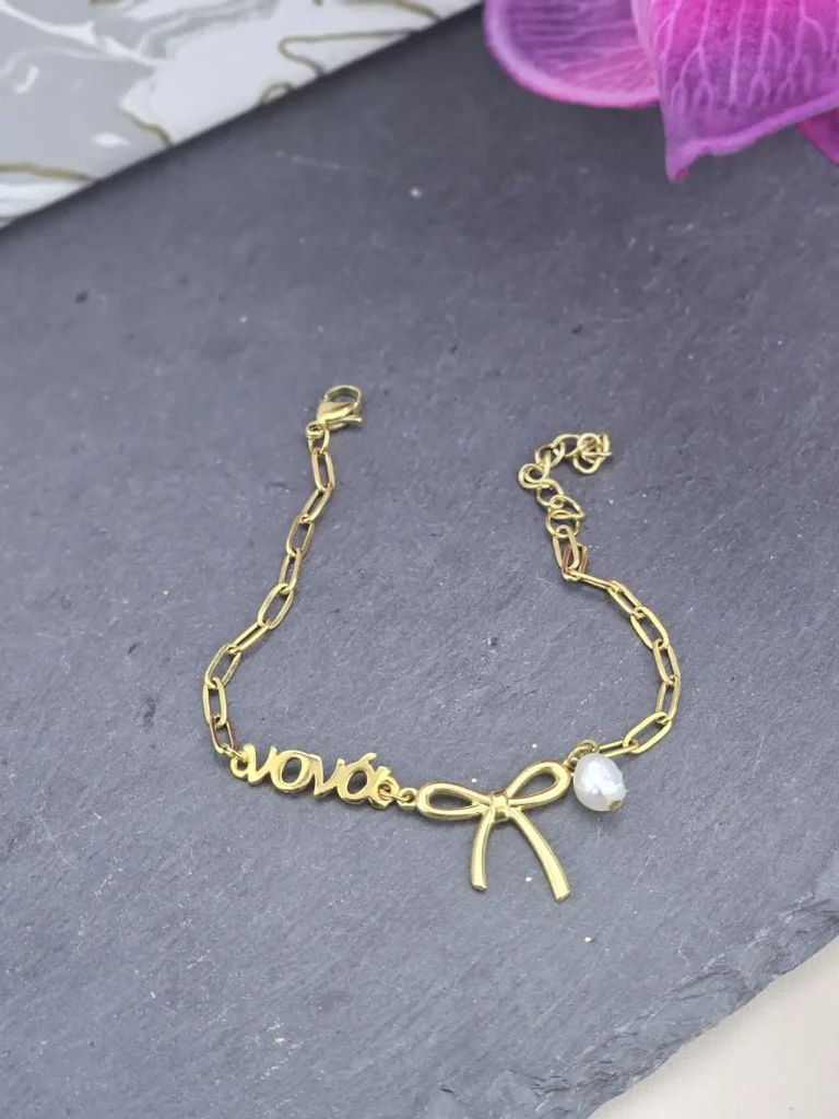 Μαρτυρικό Βραχιόλι Gold Bow - Νονά