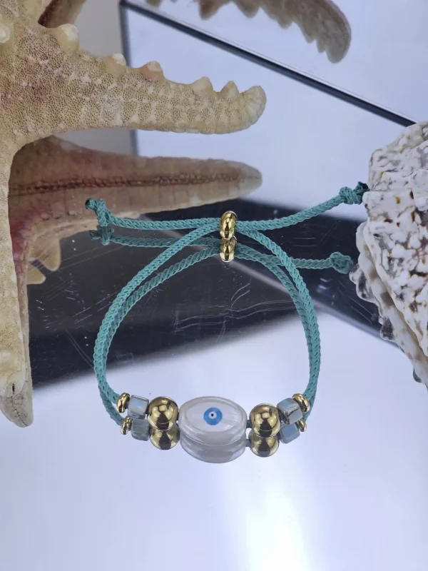 Γυναικείο Βραχιόλι Ceramic Eye in Mint
