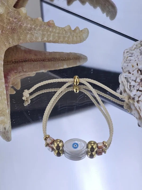 Γυναικείο Βραχιόλι Ceramic Eye in Beige - Coral